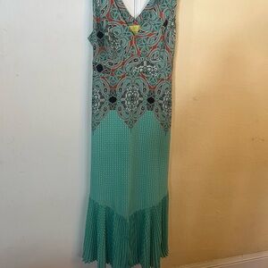 Anthropologie Maeve Womens Size 6 Canyon Creek Paisley Midi Dress Blue Green.